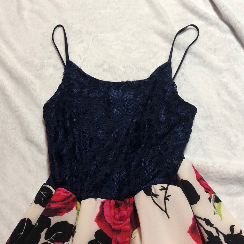 Dark Blue Floral Spring Dress